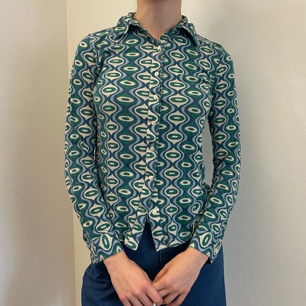 Mod Italian Pure Cotton Button Down Top - Picture 2 of 11